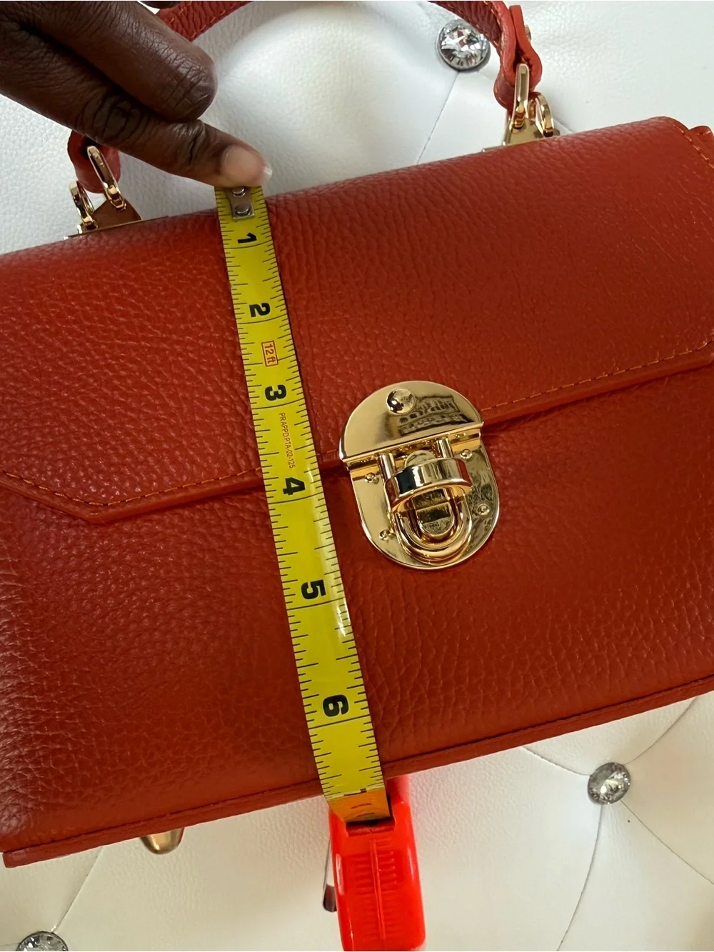 Italian Leather Top Handle Crossbody Satchel NWOT Orange